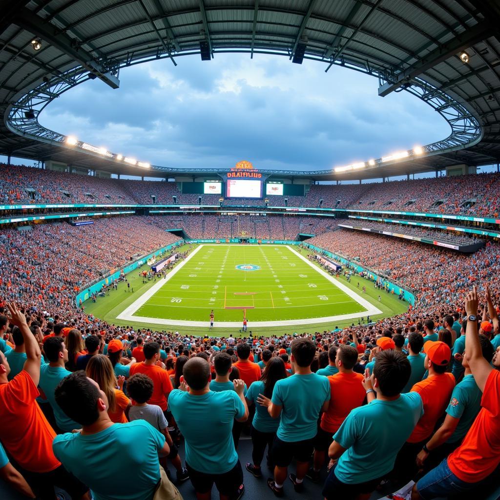 Miami Dolphins Fans Cheering in the Stadium