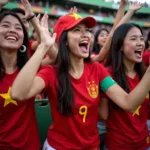 Vietnamese fans enthusiastically cheering for their U23 team