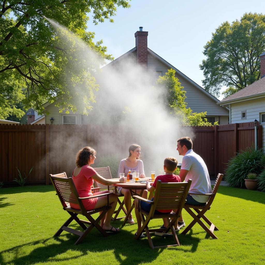 Misting Fan in Use Outdoors