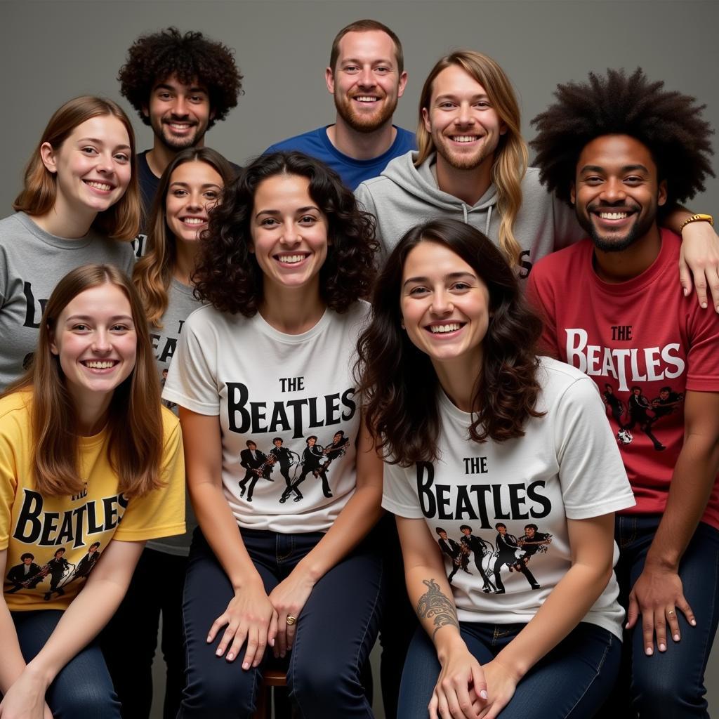 Modern Beatles fans wearing shirts