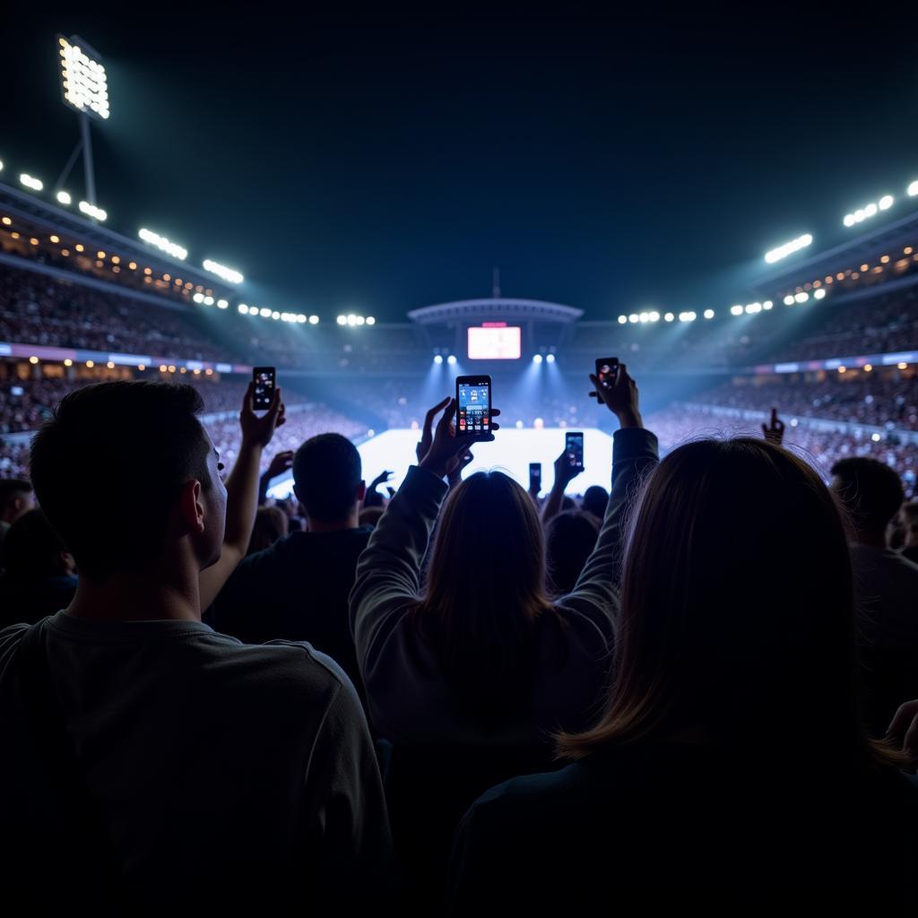 Fans Using Phone Lights During a Match