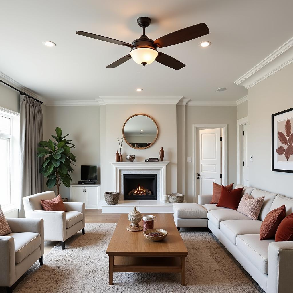 Modern Living Room with Duster Ceiling Fan