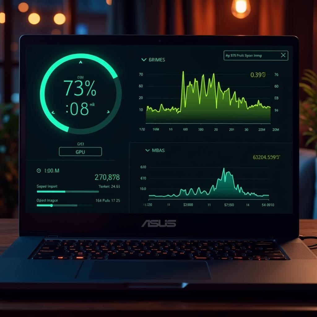 Monitoring system temperatures on an Asus GL703GM using monitoring software.