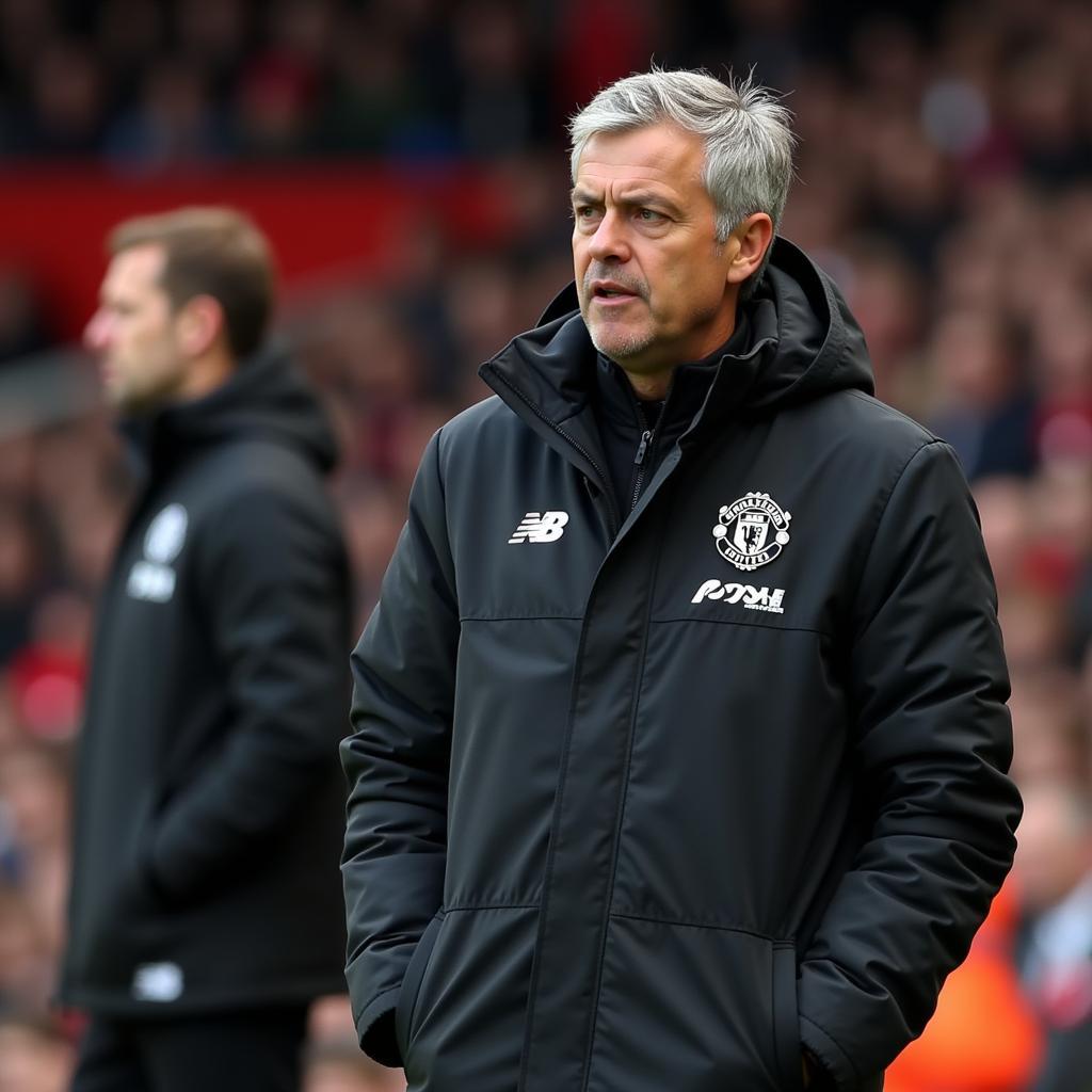 Jose Mourinho Giving Instructions from the Touchline at Manchester United