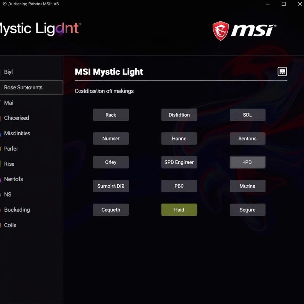 MSI Mystic Light Software Interface