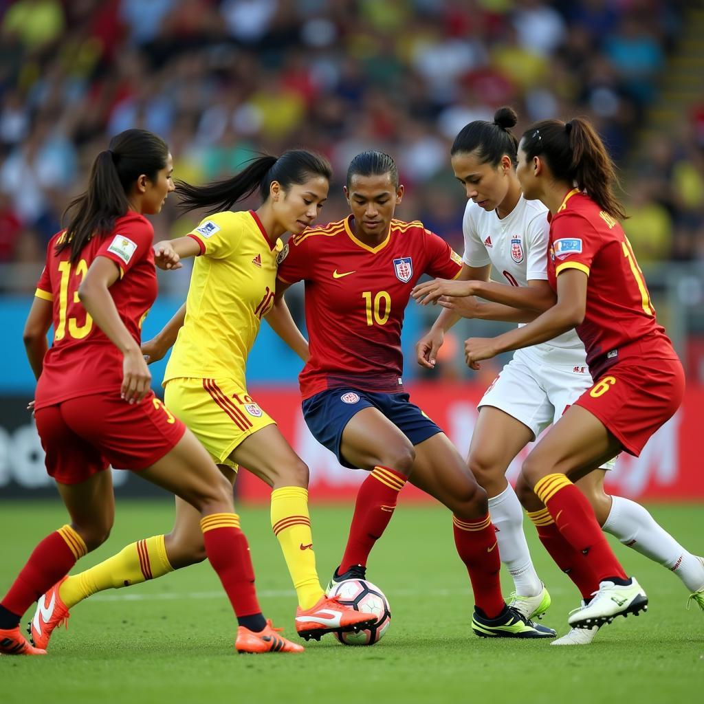 Myanmar national team competing in a match