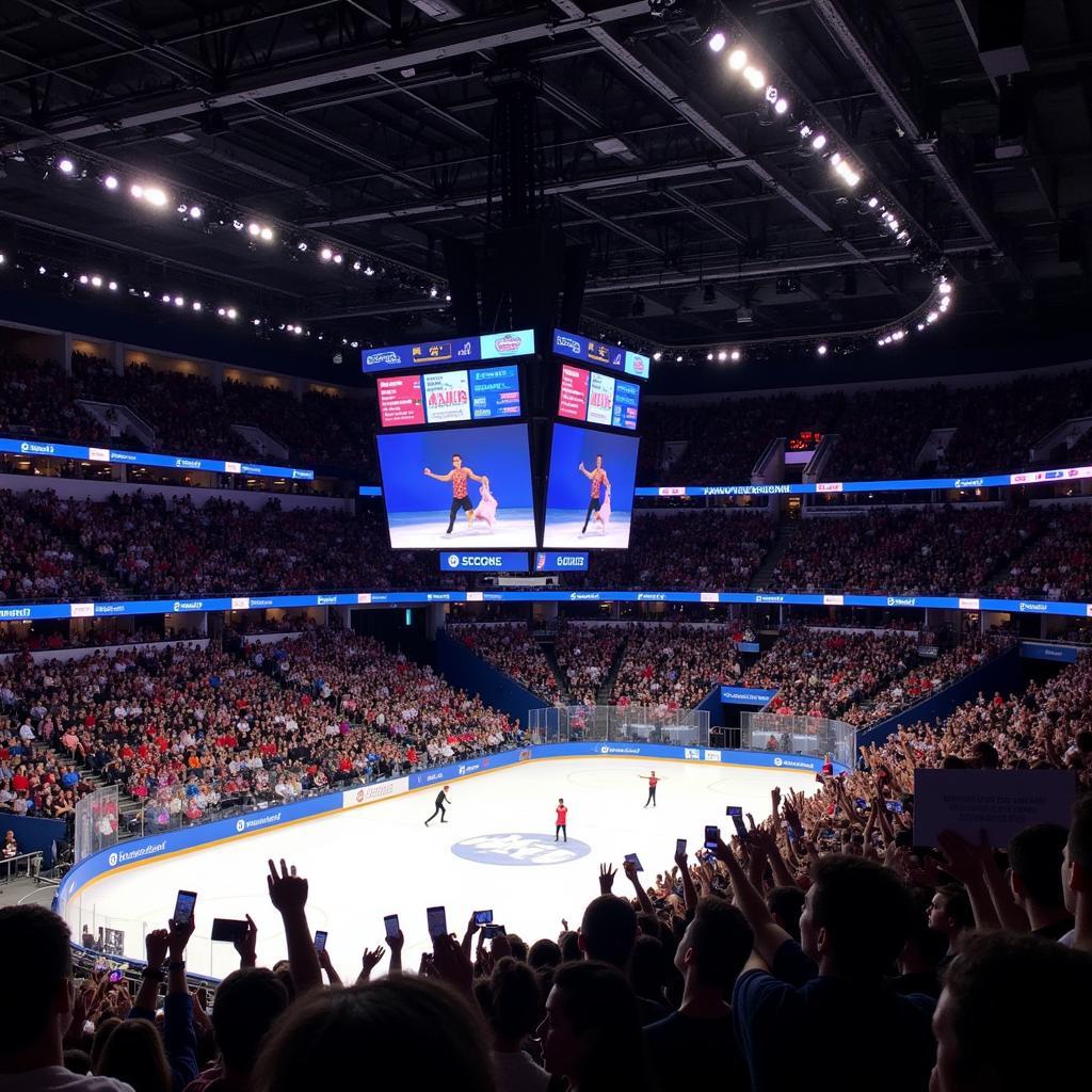 Nathan Chen fans cheering enthusiastically in the stands