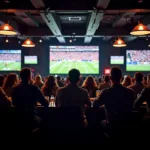 NFL fans watching game at a sports bar