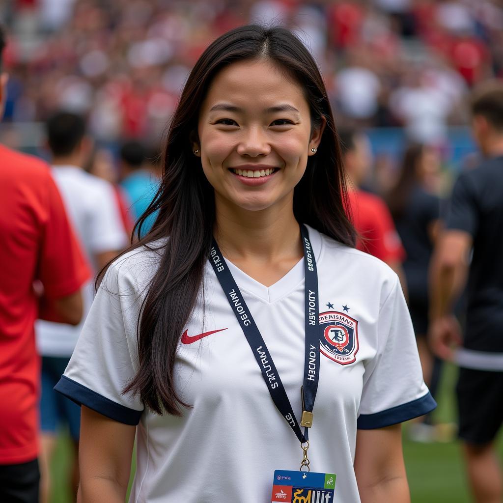 Ngoc Ha at a Football Event