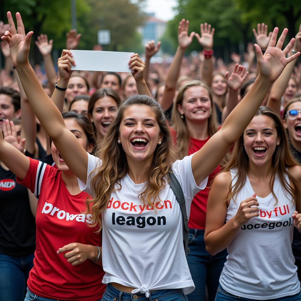 Enthusiastic fans cheering for a niche sport