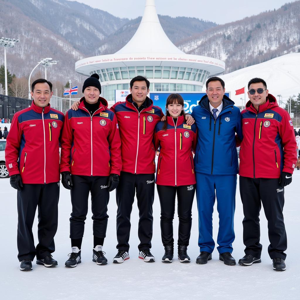 The North Korean delegation at the 2018 Winter Olympics in Pyeongchang