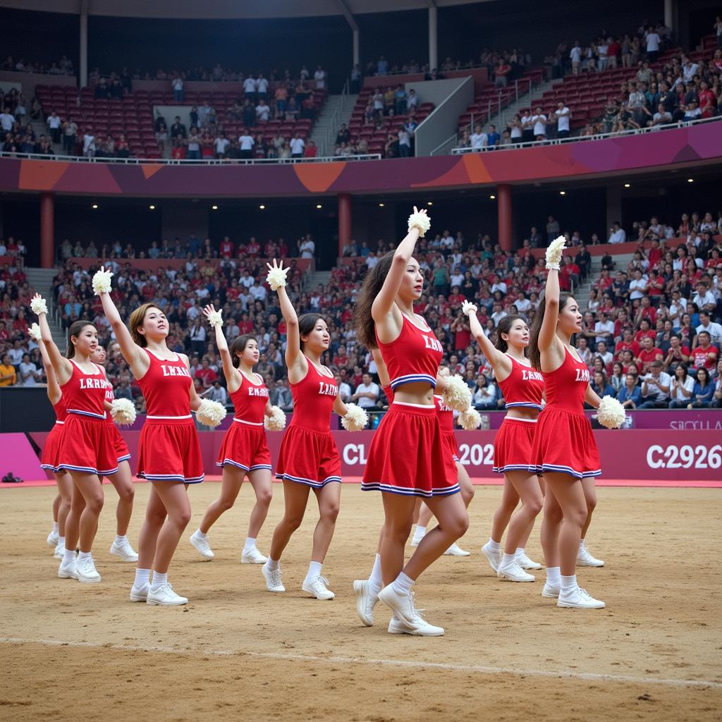 North Korean cheerleaders perform at the Olympics