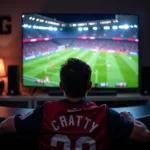 Football Fan Glued to the TV