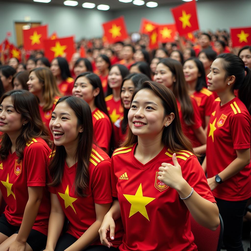 Vietnamese football fans gather for an official fan club meeting