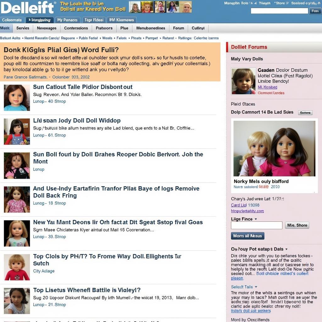 Active online forum discussion about doll collecting.