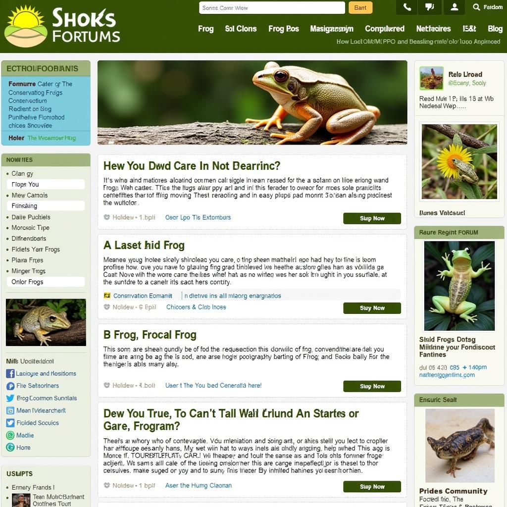 A screenshot of a lively online forum dedicated to discussing all things frog-related