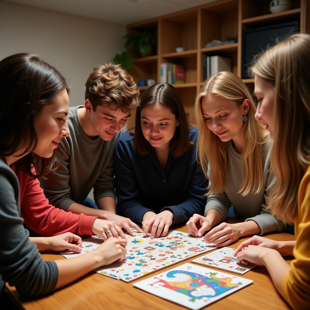 People collaborating on an online puzzle