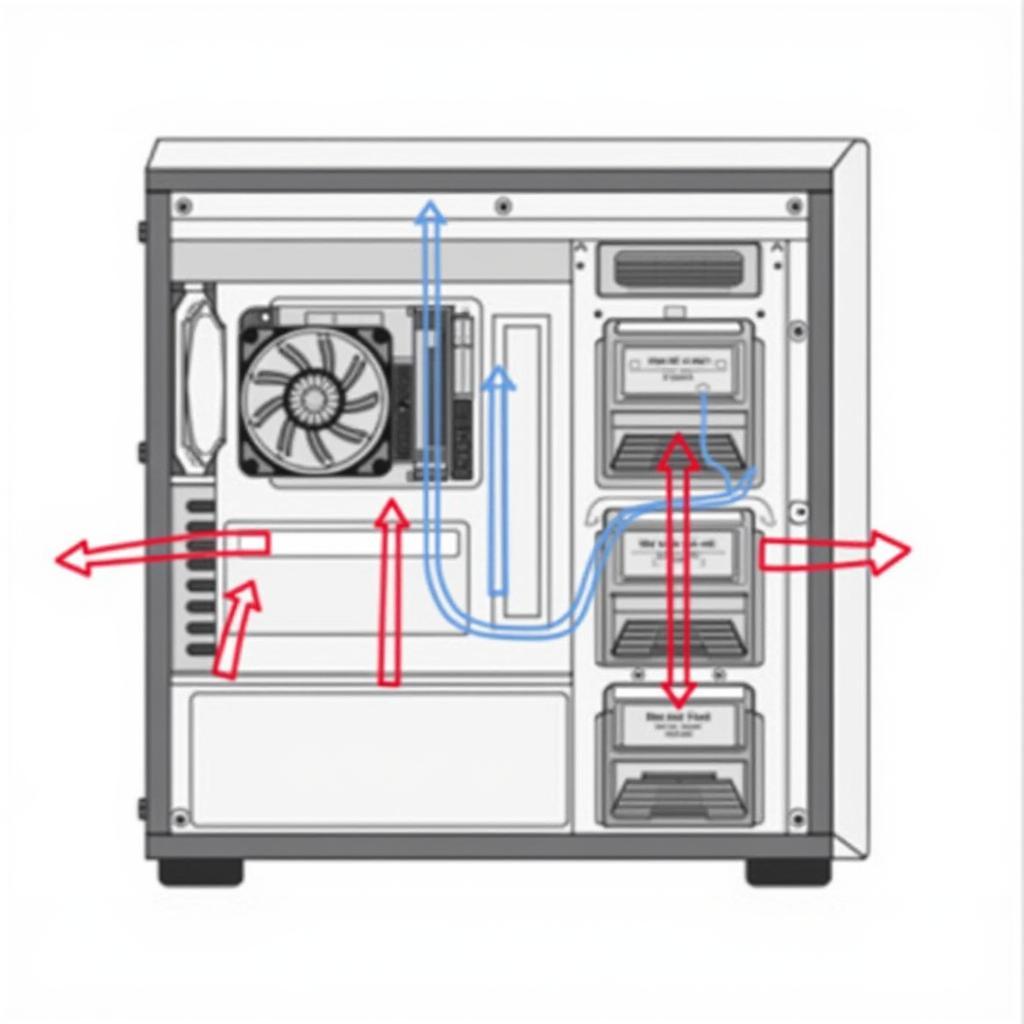 Illustration of optimal case fan placement for airflow