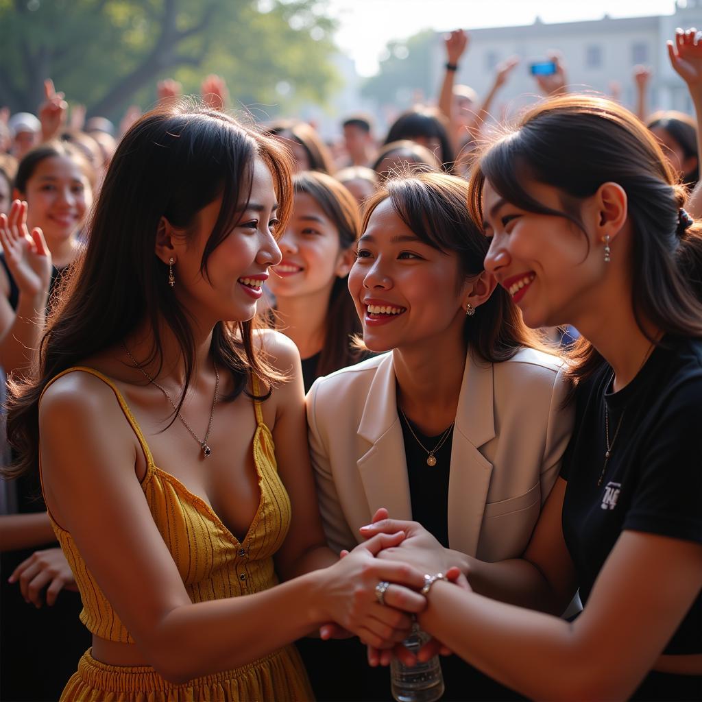 Fans interacting with P336 members during a fan meeting