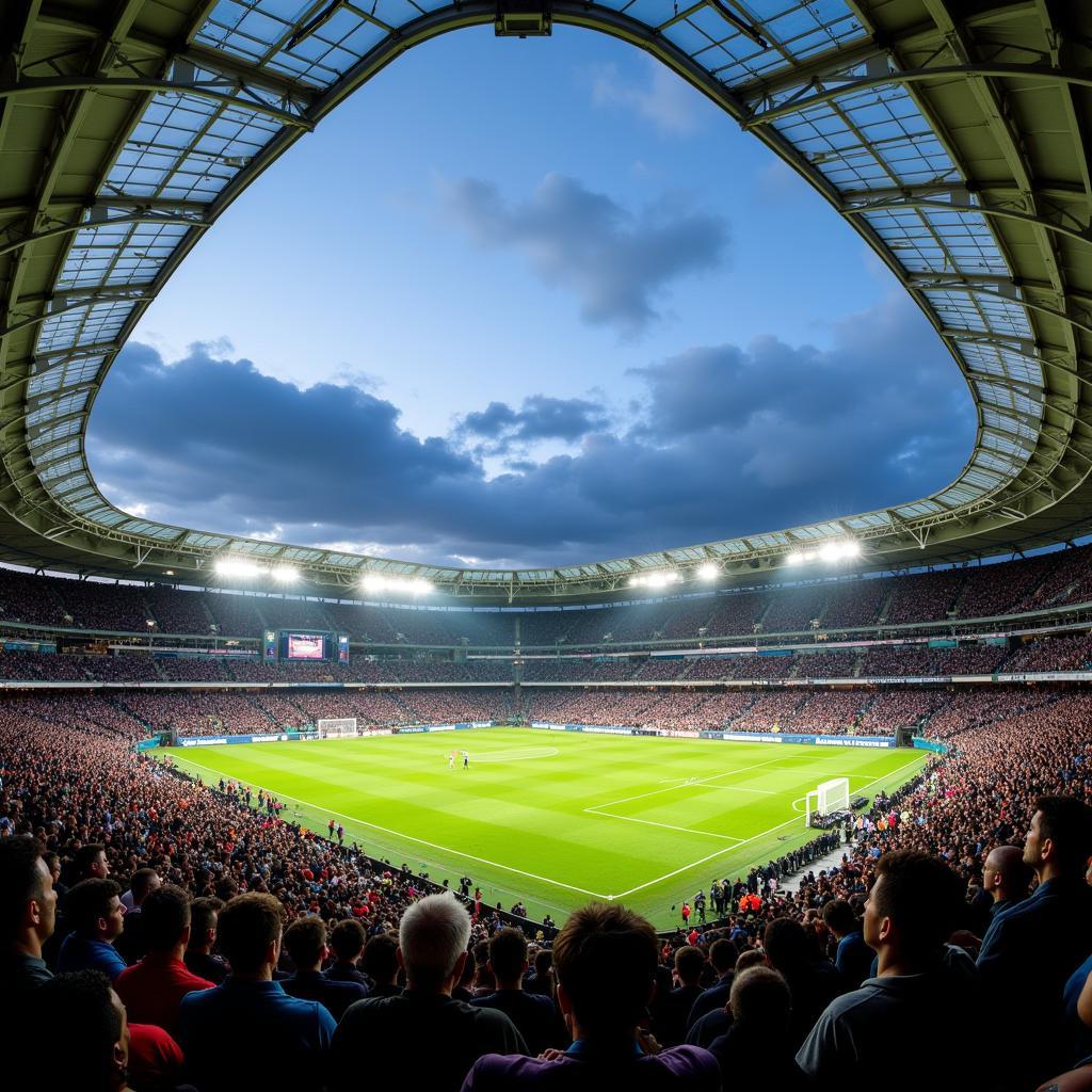 Fans filling a stadium