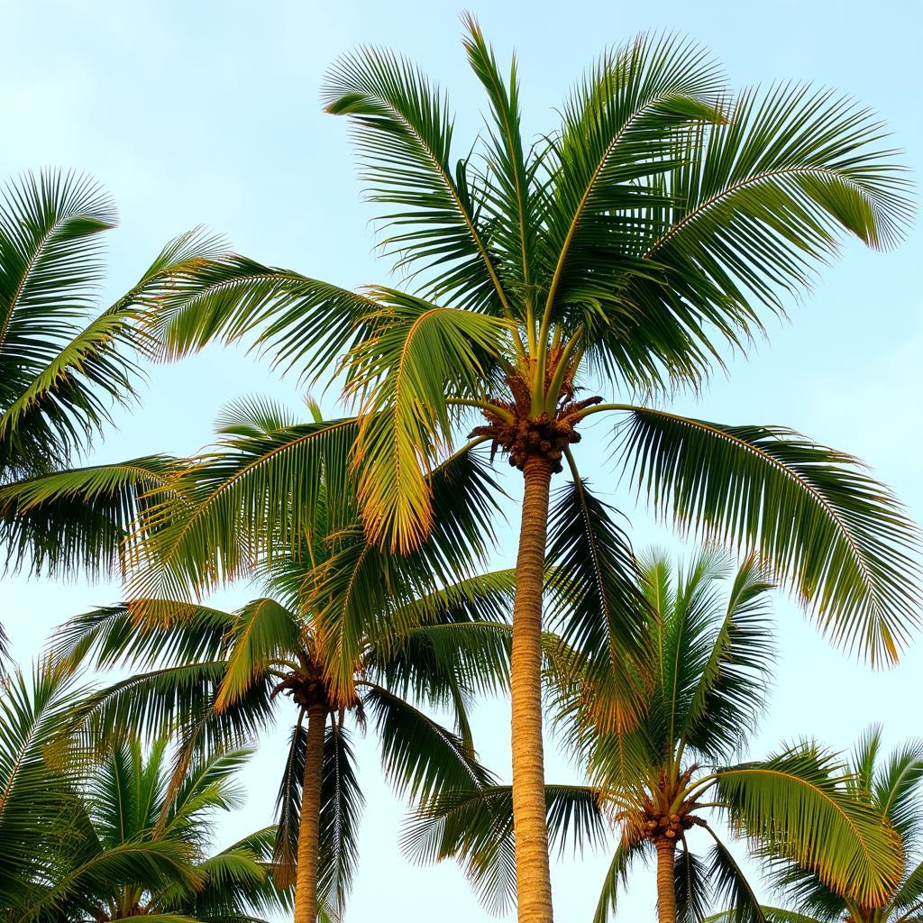 Palm trees with lush fan-shaped fronds