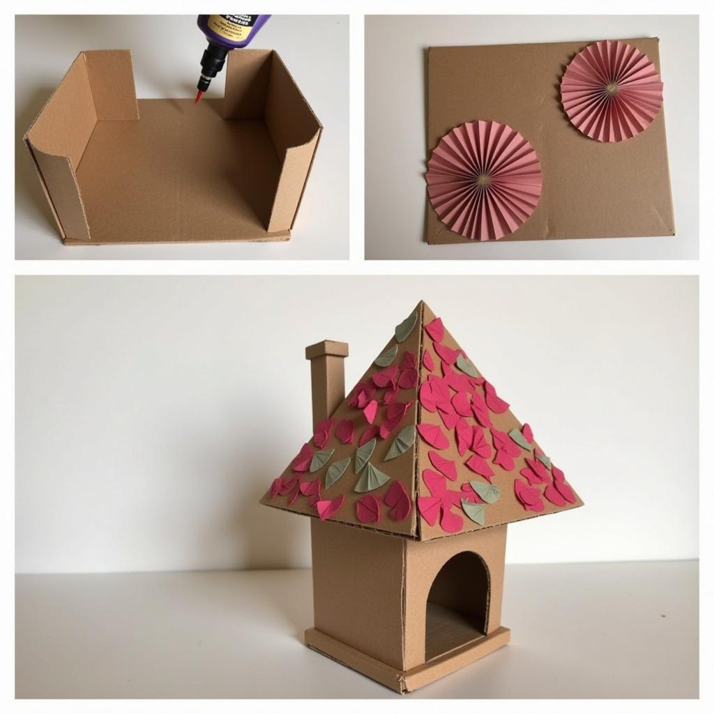 Step-by-step paper fan fairy house construction