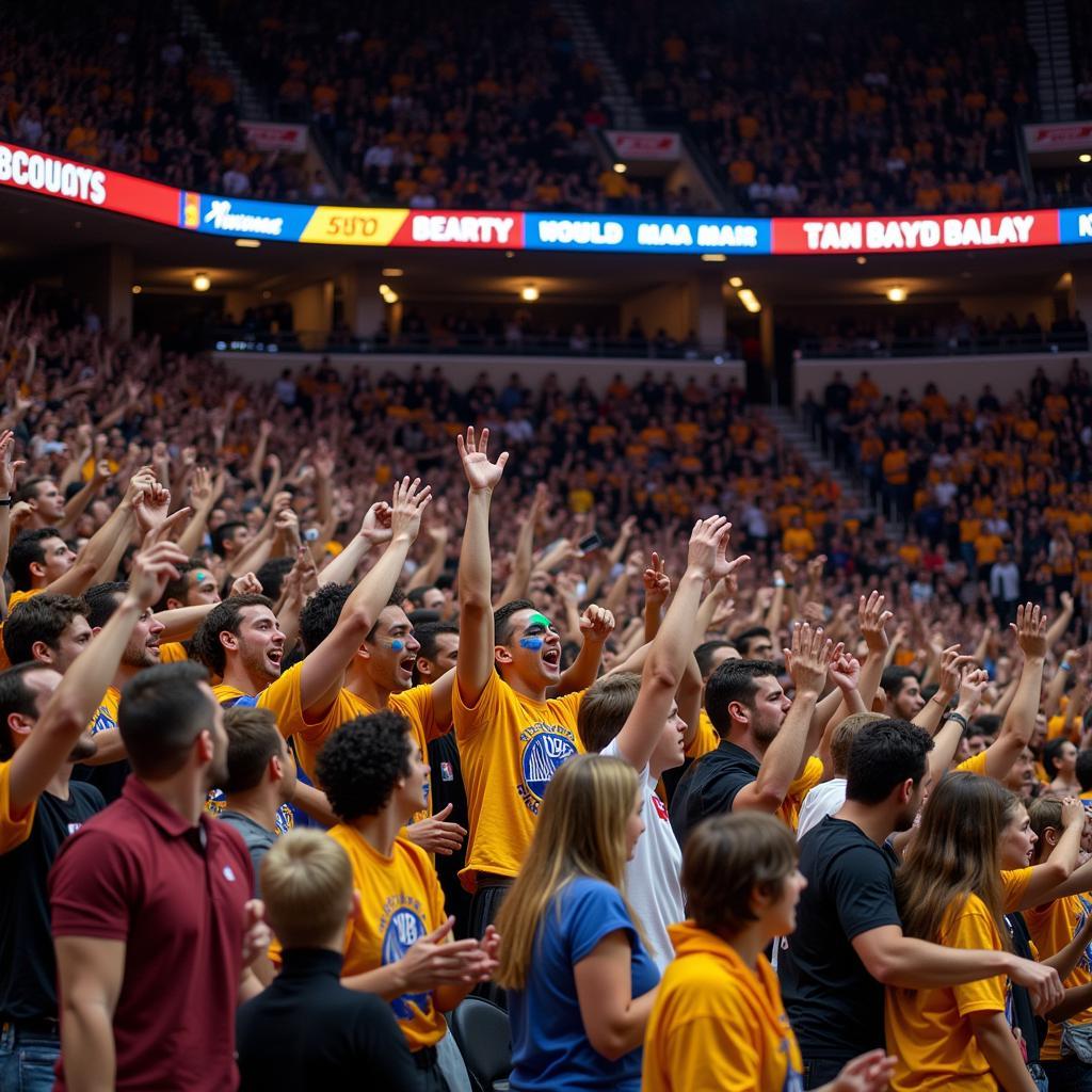 Fans cheering wildly for their team