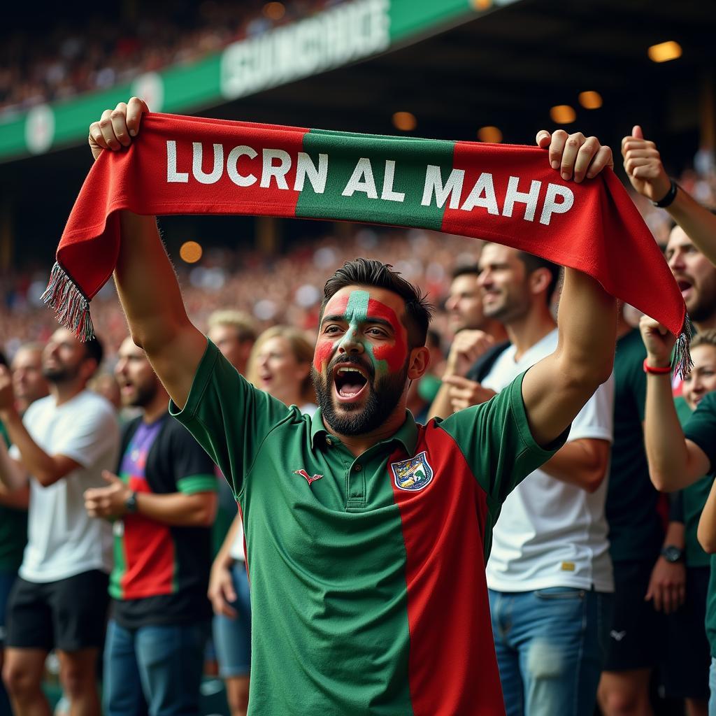 A fan excitedly cheering during a game