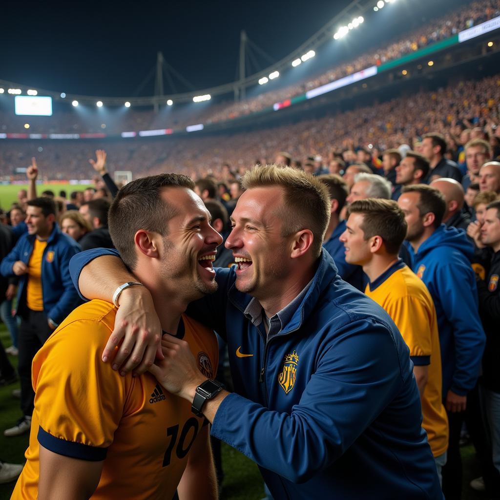 Fans celebrating a goal