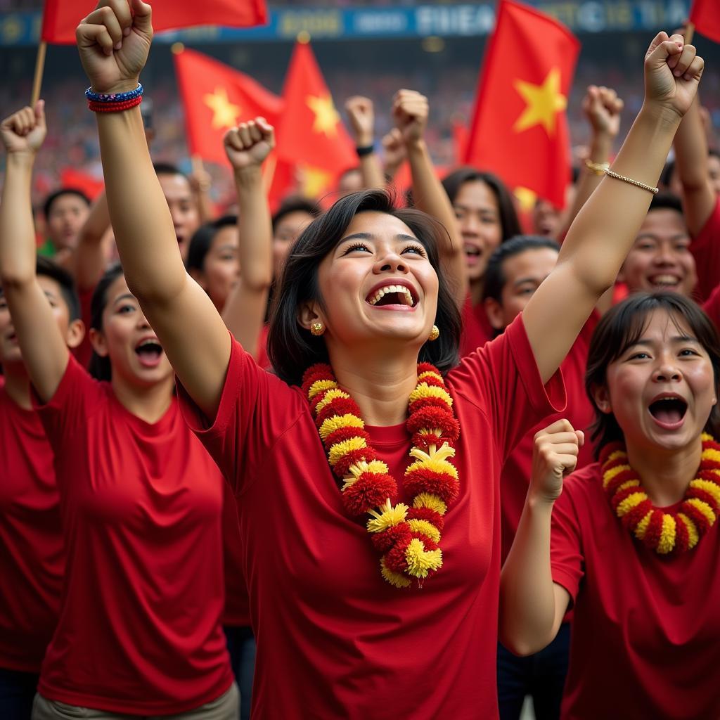 Vietnamese Football Fans Celebrating