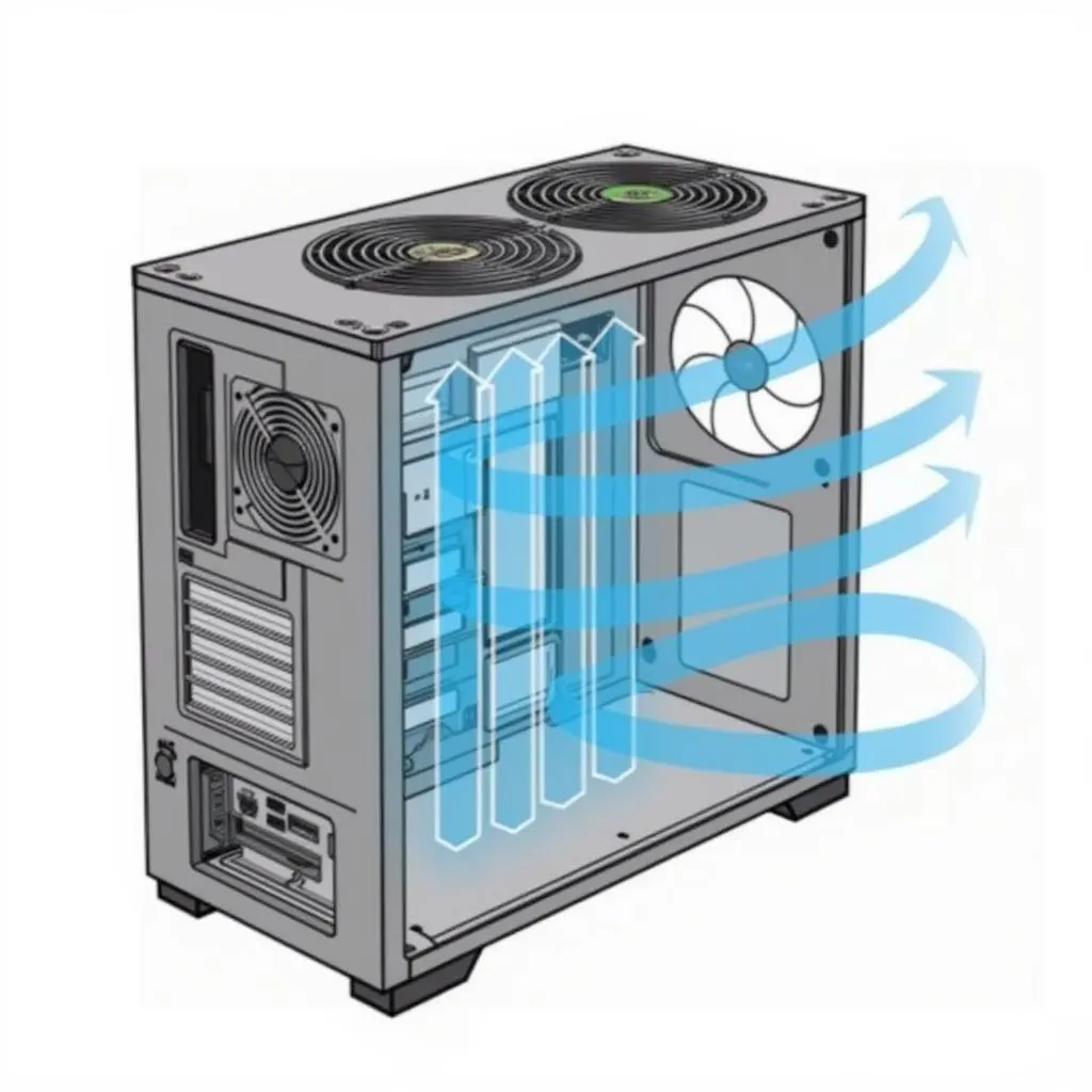 PC Case Airflow Diagram: Illustration of optimal airflow for cooling