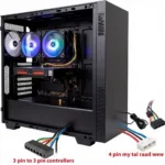 PC Case with Fans Connected Using Adapters