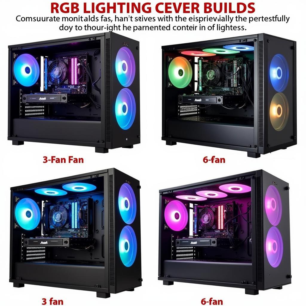 A Showcase of PC Cases with Various Fan Configurations and RGB Lighting