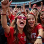 Football fans celebrating a victory