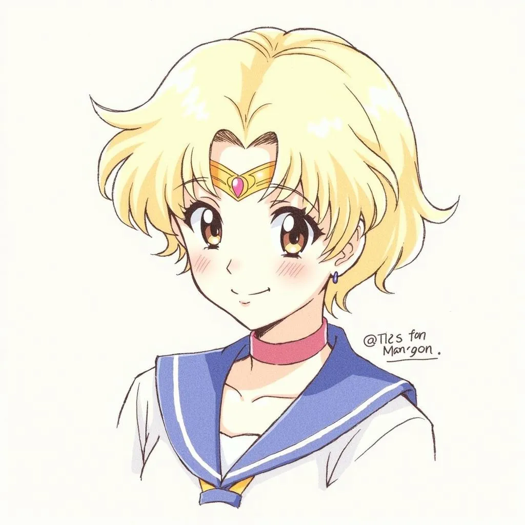 Sailor Mercury fan art with platinum blonde hair and a youthful charm