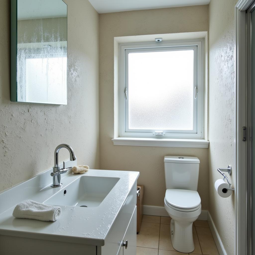 Bathroom with condensation on the mirror