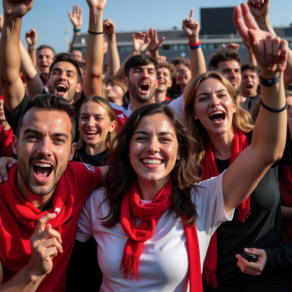 A group of fans celebrating their team's victory