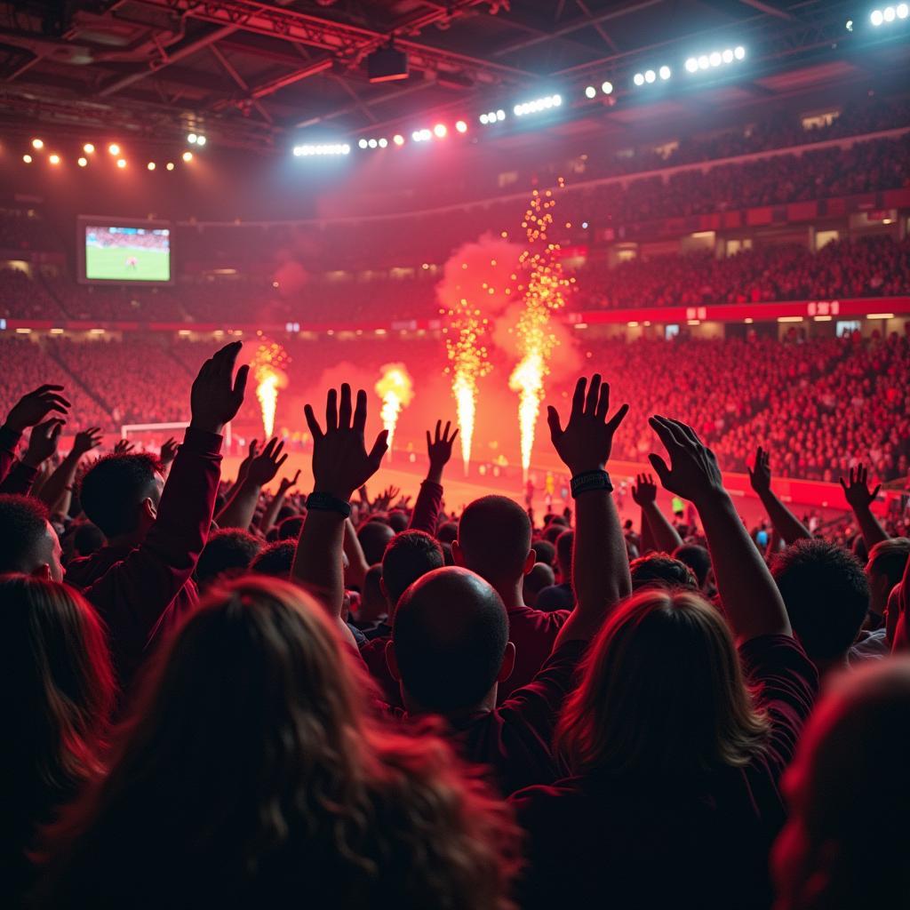 Fans celebrating a Premier League goal