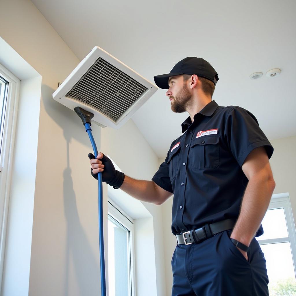 Technician Cleaning Extractor Fan