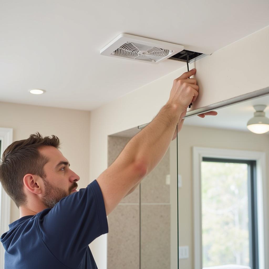 Electrician Installing a Quiet 100 CFM Exhaust Fan