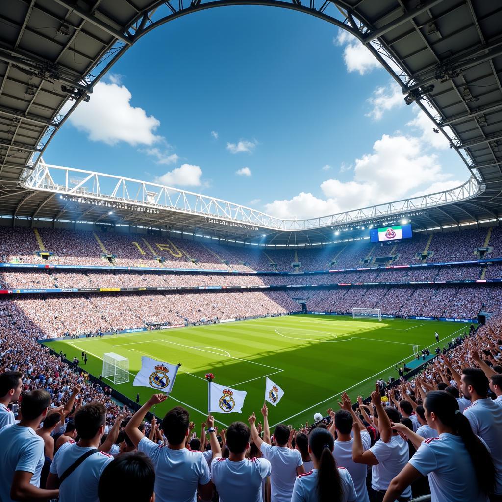 Real Madrid fans celebrating a goal