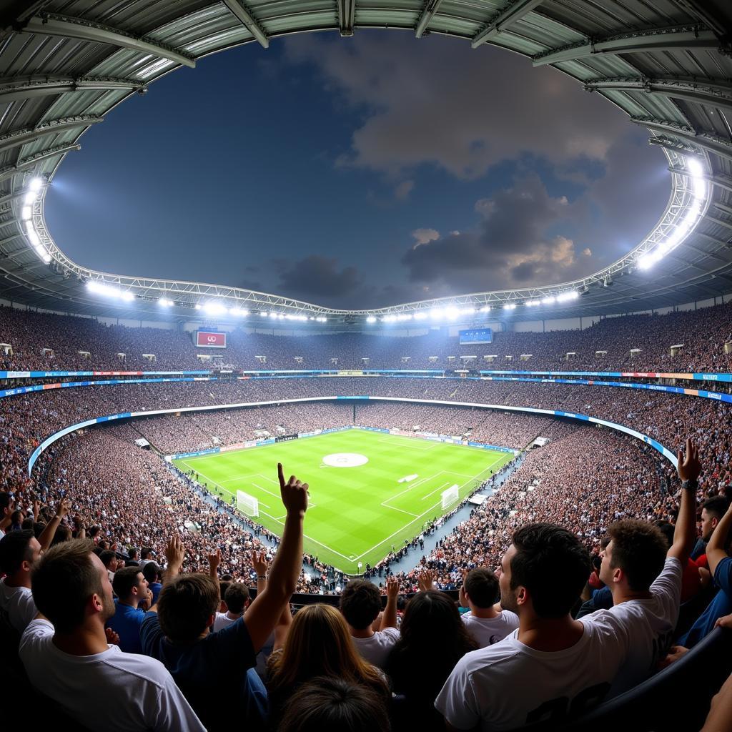 Real Madrid fans at Santiago Bernabéu Stadium