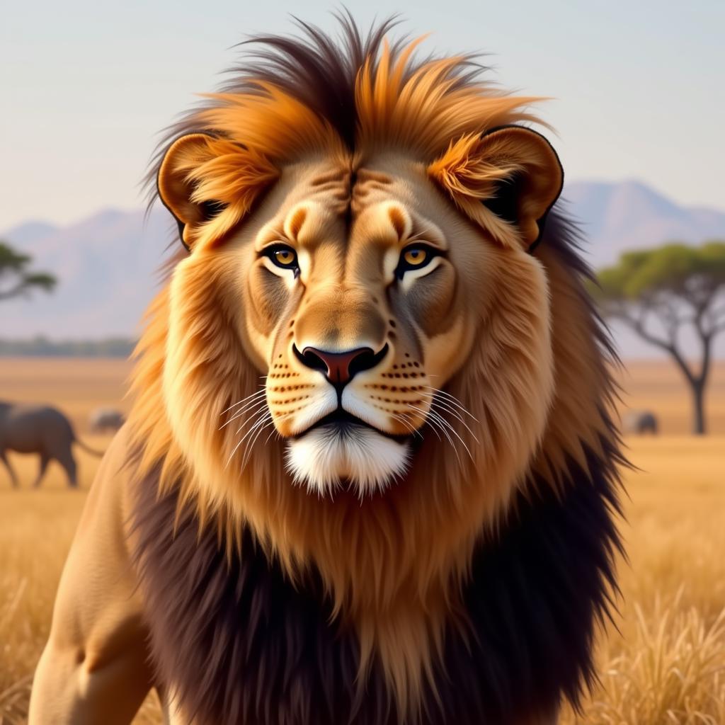 Realistic Lion Portrait Digital Painting