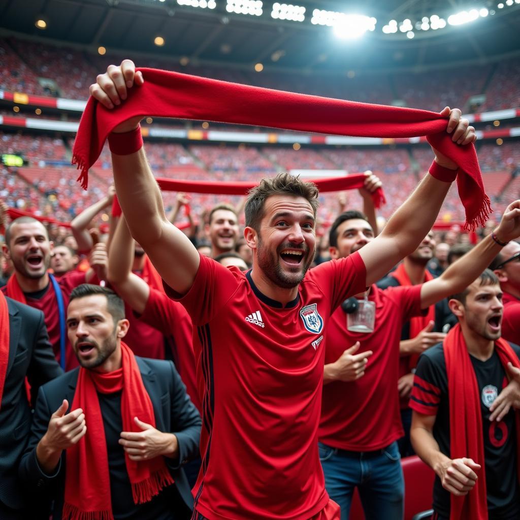 Red Devils fans celebrating a victory