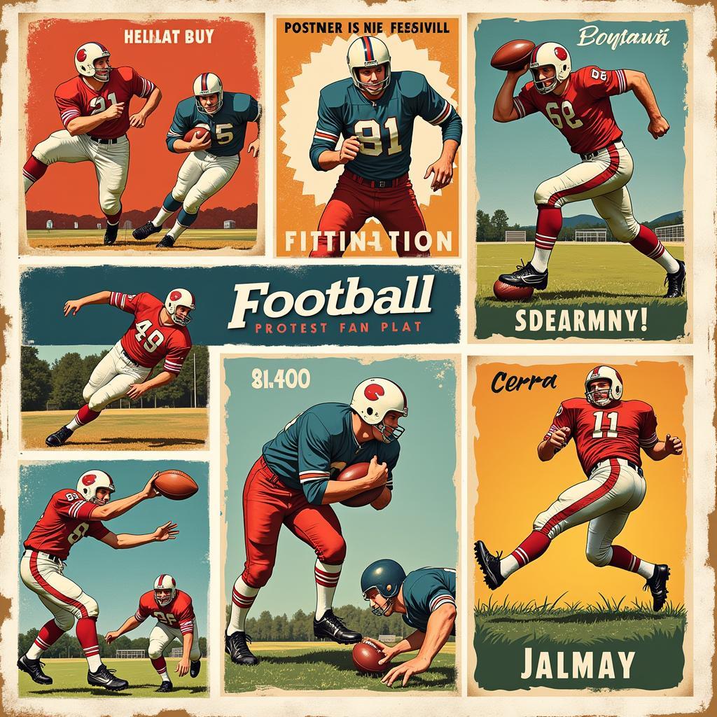 Collage of retro football fan art