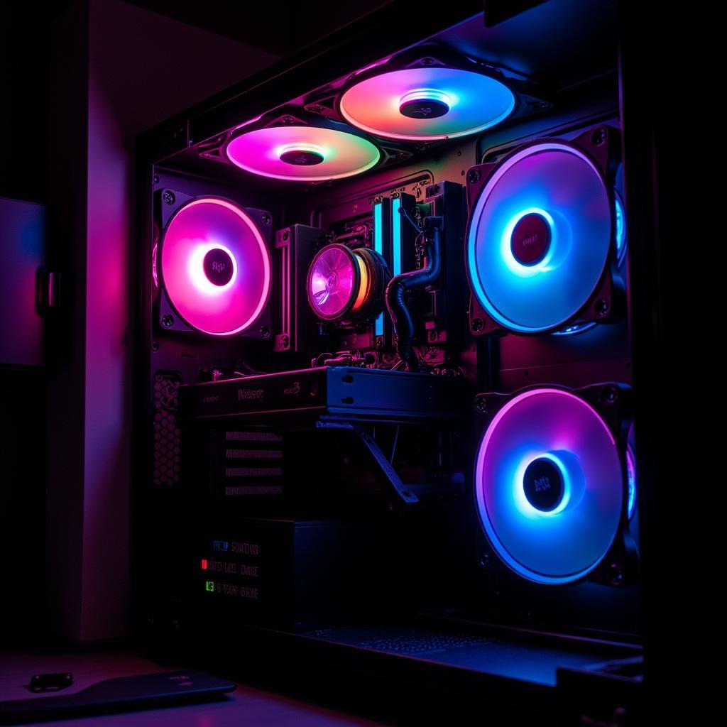 RGB Fan Case LEDs Lighting Up a Gaming PC