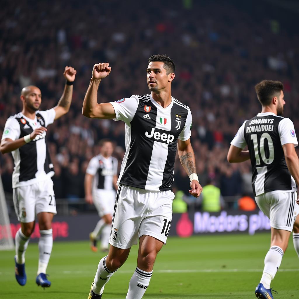 Ronaldo Celebrating a Goal in Juventus Jersey