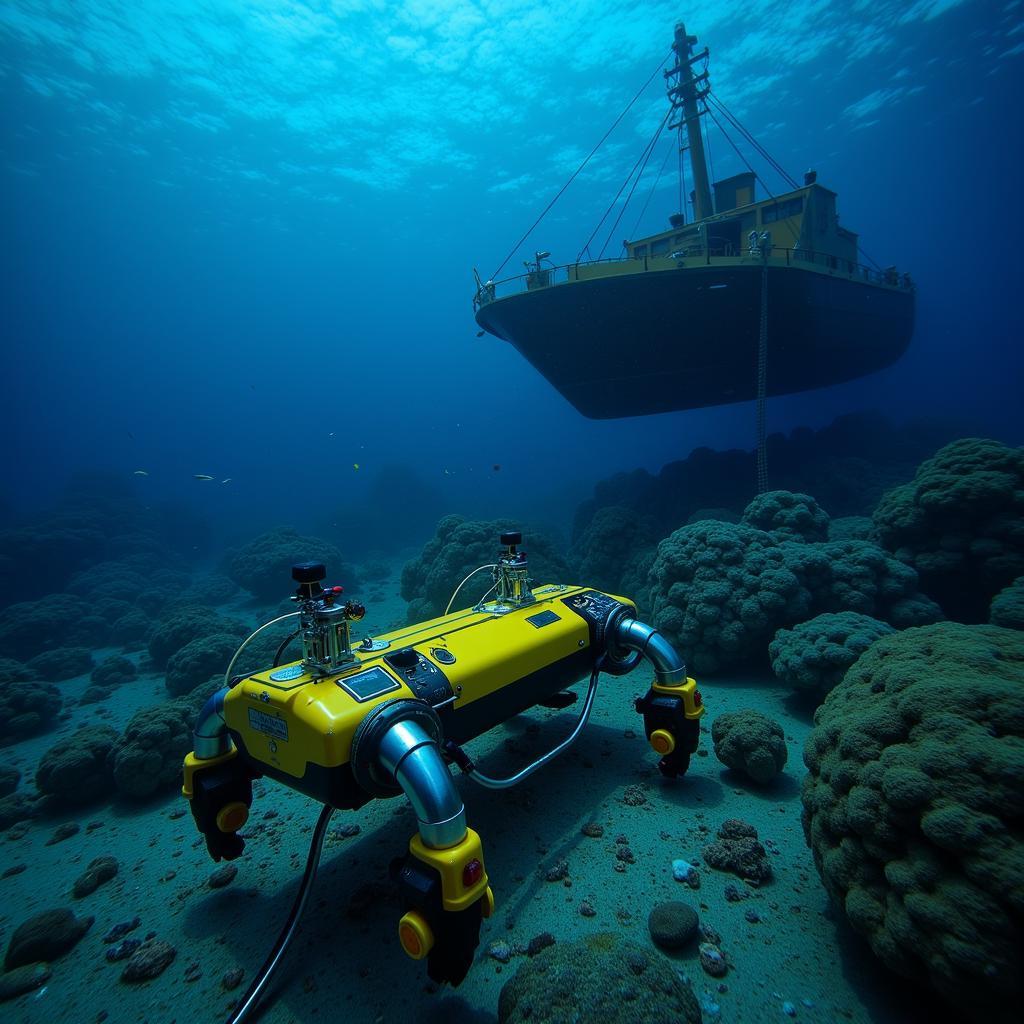 ROV Exploring a Deep-Sea Fan