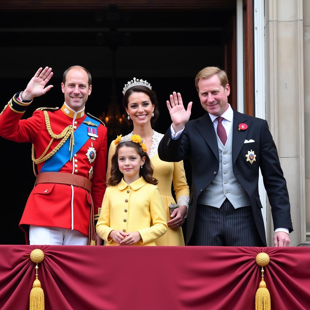 Royal Family Waving from Balcony