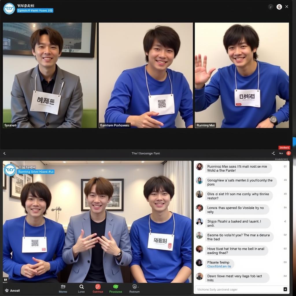 Running Man cast members interacting with fans during a livestream